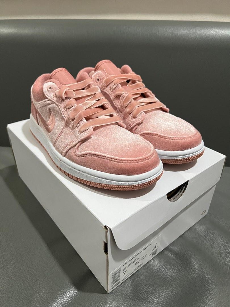Jordan 1 Low Pink Velvet Women s Fashion Footwear Sneakers on