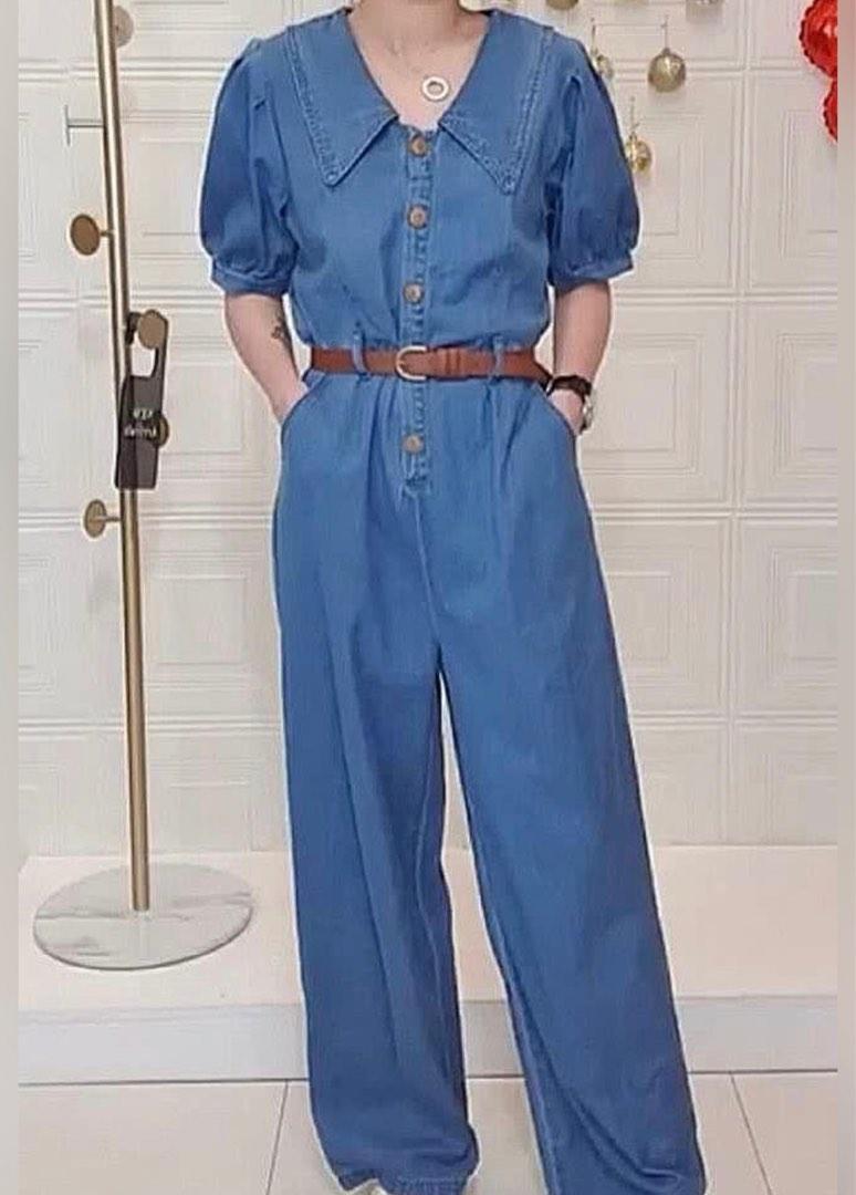 Denim palazzo jumpsuit top