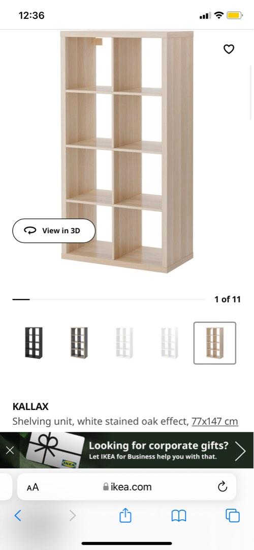 Kallax Shelf with 4 grey boxes, Furniture & Home Living, Furniture
