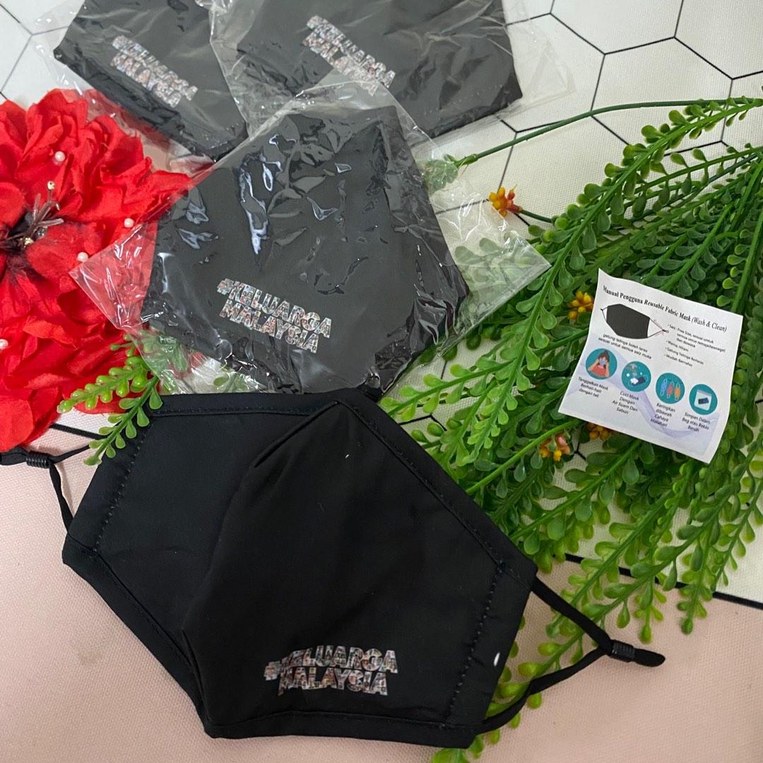 Keluarga Malaysia reusable fabric mask_ Black face mask, Health & Nutrition, Face Masks & Face