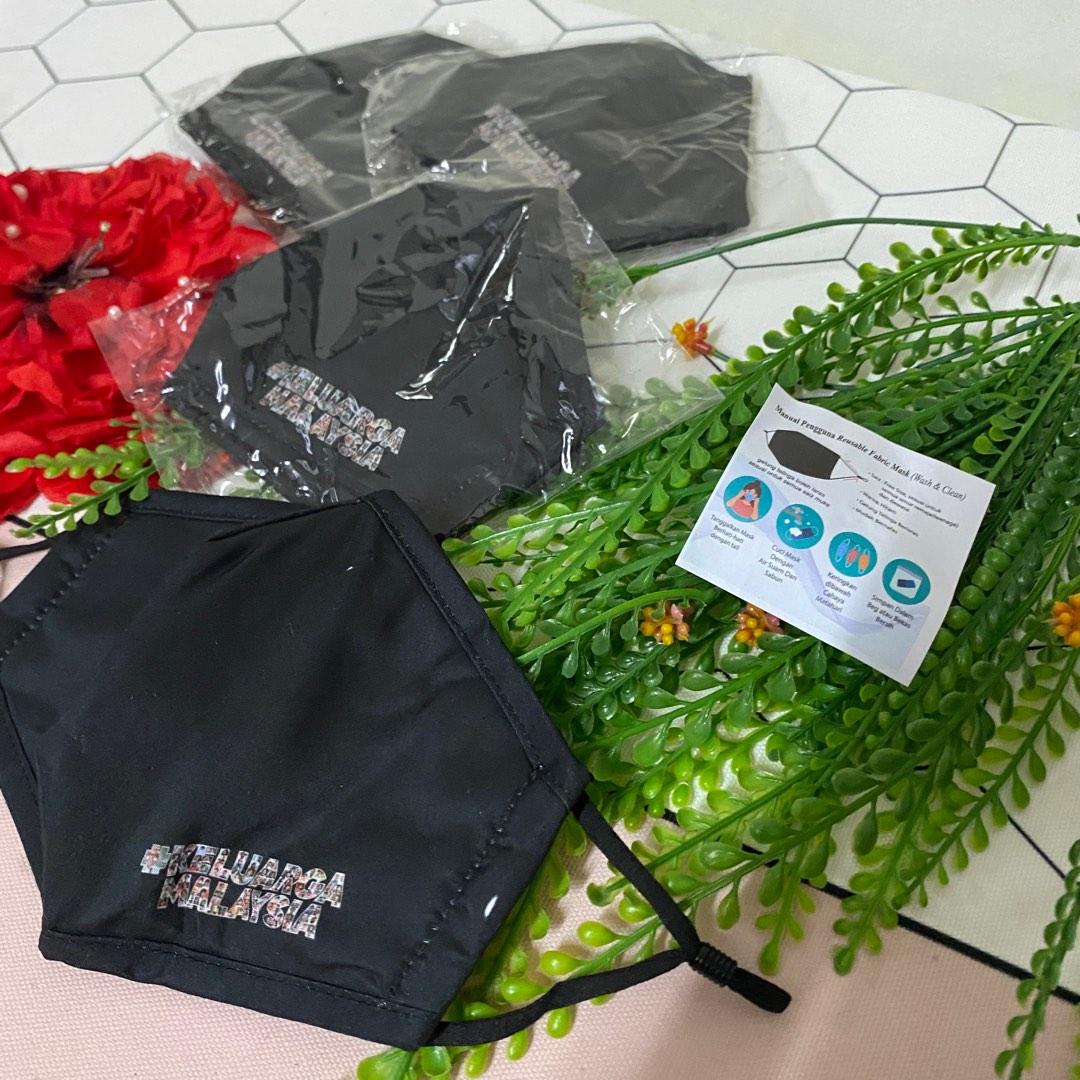 Keluarga Malaysia reusable fabric mask_ Black face mask, Health & Nutrition, Face Masks & Face