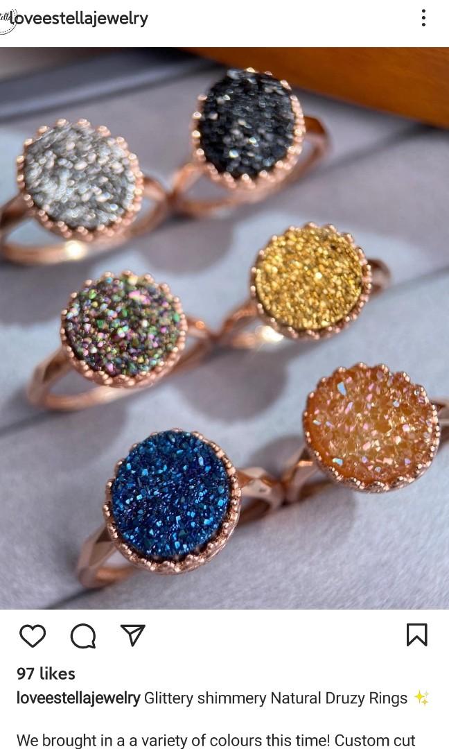Gold druzy ring hot sale
