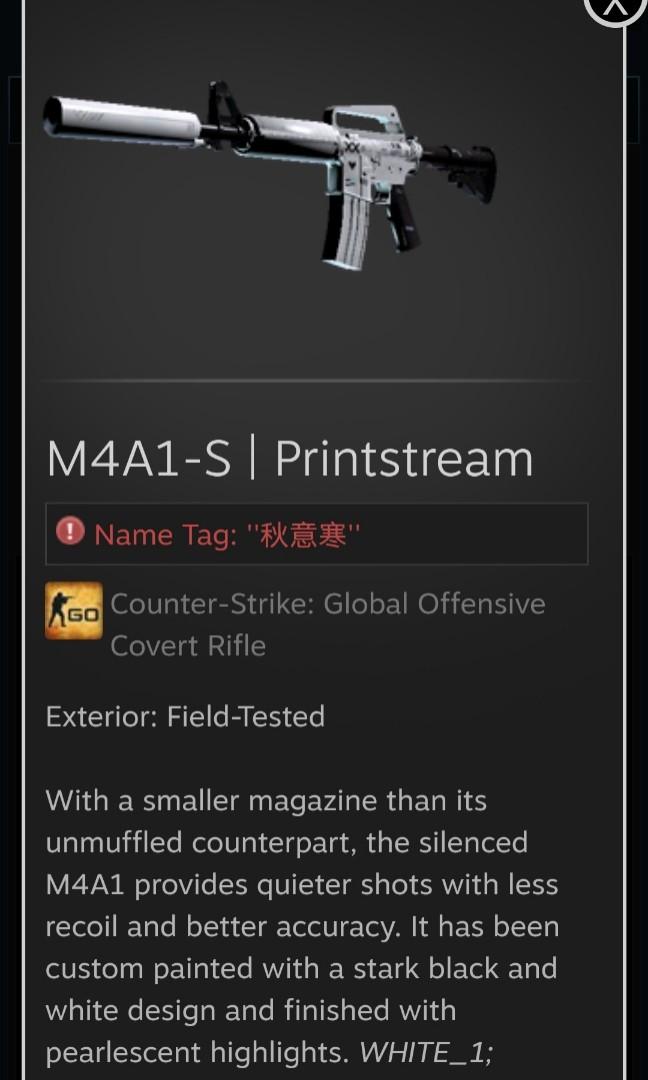 M4a1 printstream FT csgo skins/knives/gloves, Video Gaming, Gaming
