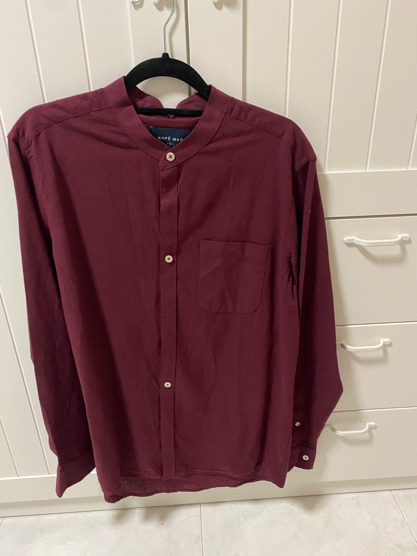 Men's Mandarin Collar Solid Teal Shirt
