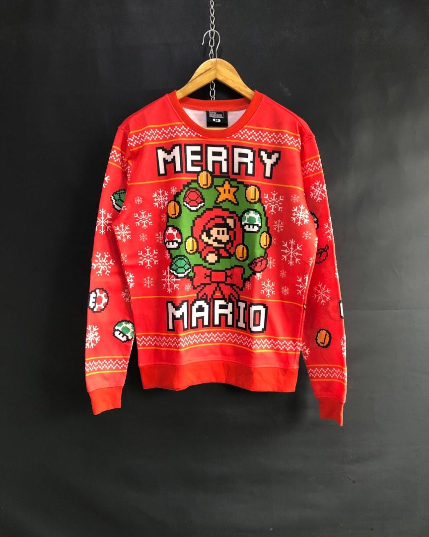Merry mario red ugly sweater