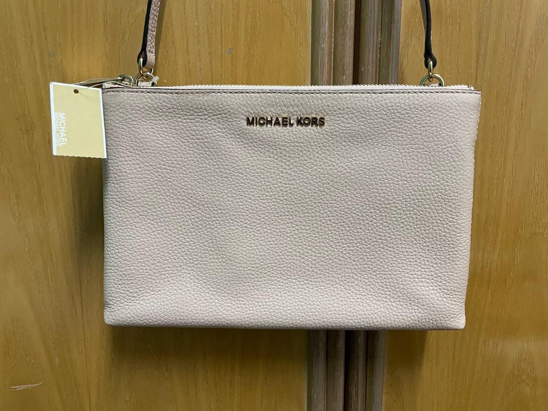 Authentic Michael Kors Jet Set Double Gusset Crossbody in Vanilla Ballet