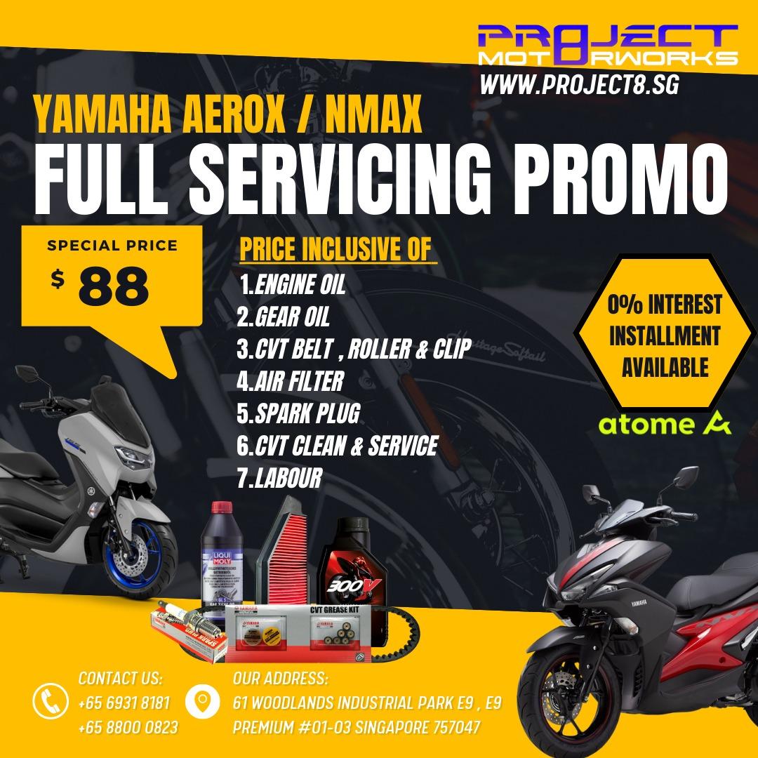 motorbike servicing promo YAMAHA AEROX NMAX SNIPER XSR R15 XMAX 300 XMAX 250 MT09