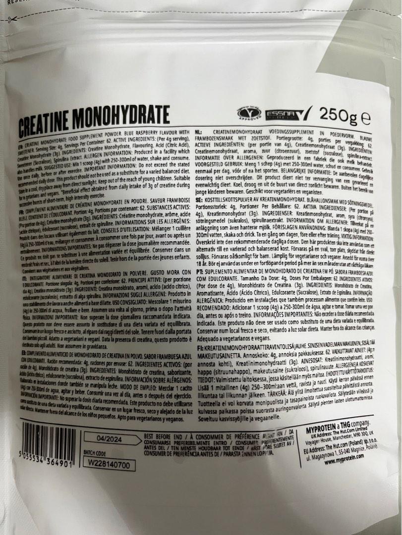 Free Protein Bar for Purchasing MyProtein Creatine Monohydrate (250g ...