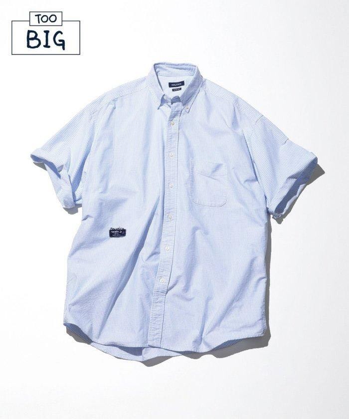 Nautica Too Big Oxford Stripe BD S/S Shirt Size XL, 男裝, 上身及