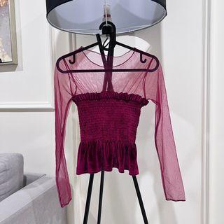 New sheer peplum organza top