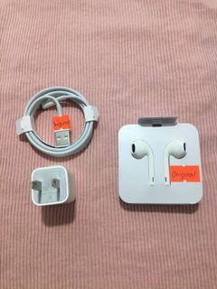 Original iPhone Charger and Lightning Earphone