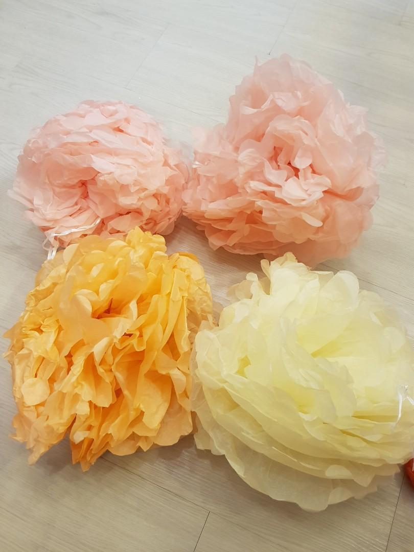Paper flower pom pom balls, Furniture & Home Living, Home Decor, Other