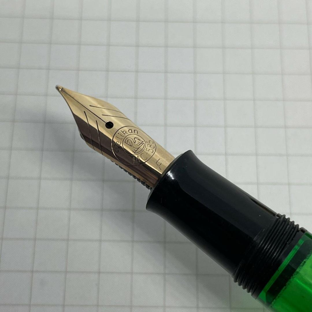 Stylo Plume Pelikan Série M400 - Plume Or 14K - Corps Bleu Et Noir Résine - Piston - état Excellent