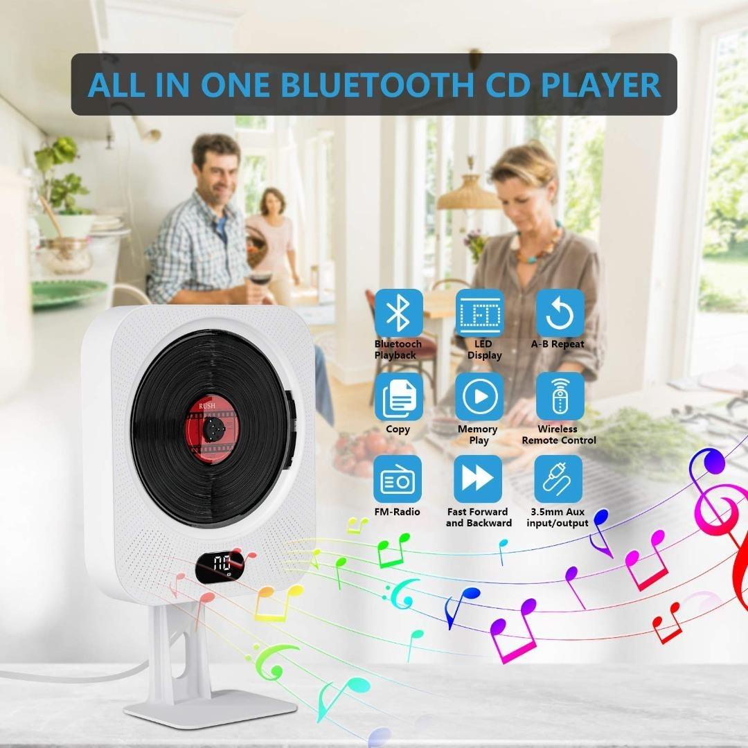 Portable CD Player with Bluetooth & HiFi Speakers, Ankuka Wall