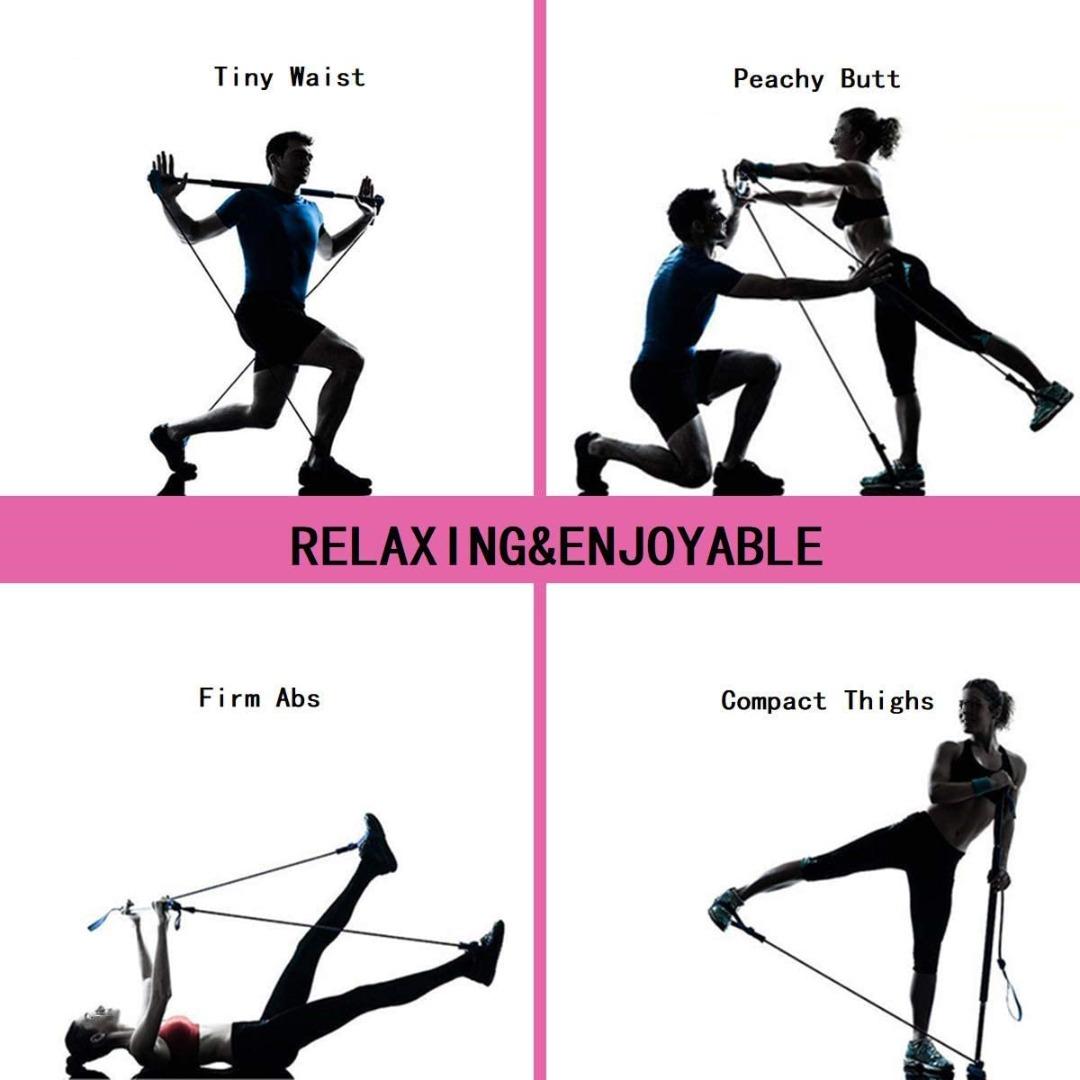 Portable Pilates Bar,with Foot Loop,Core Strength Fitness Gym