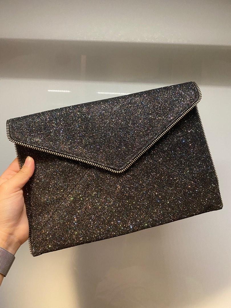 Rebecca Minkoff Envelope Clutch in Glitter Black