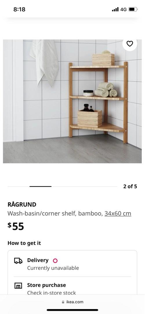 RÅGRUND Washbasin/corner shelf (Ikea), Furniture & Home Living
