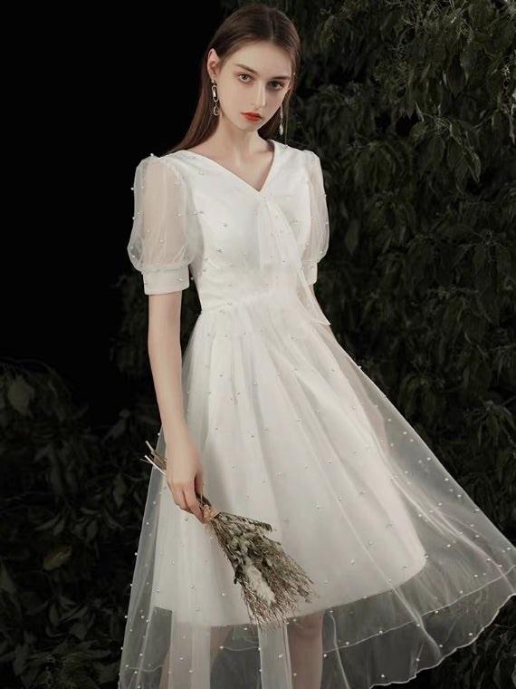 Ross Wedding Bridal Short Sleeve White Dress