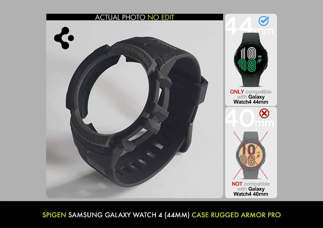 Samsung watch 4 (44mm) Spigen Rugged Armor case, Mobile Phones