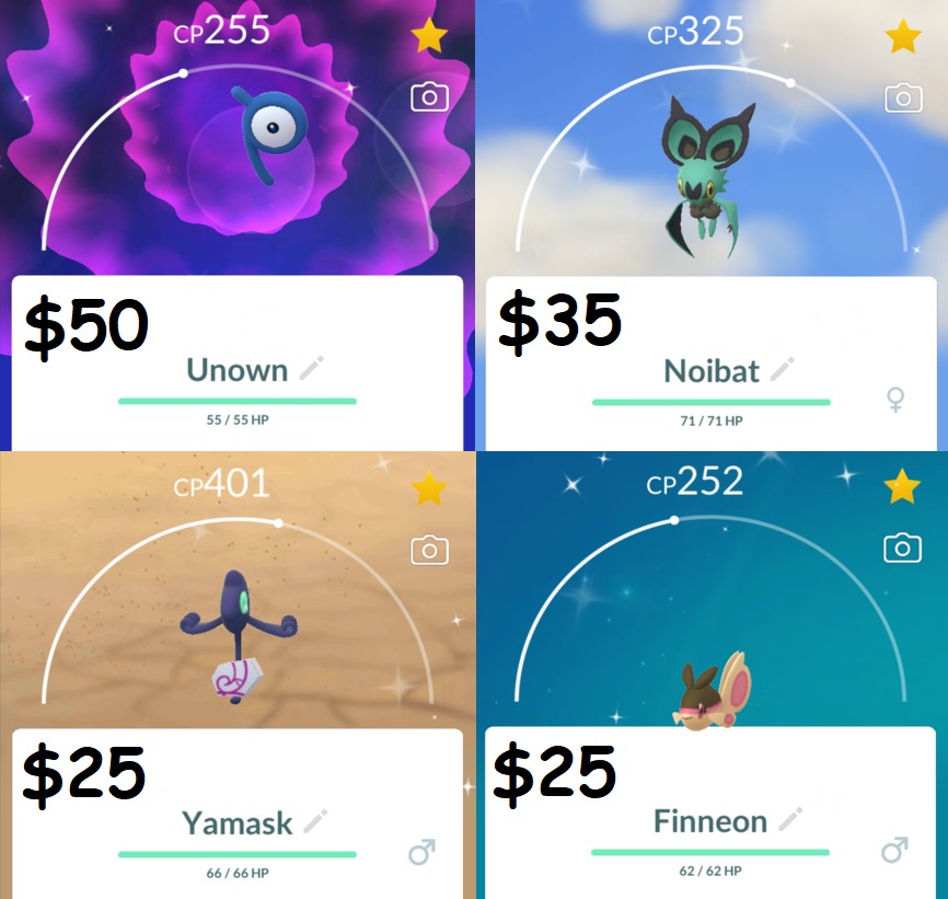 Pokémon Go Shiny Unown N / Zarbi N – Échange Ou Registre 30 Jours
