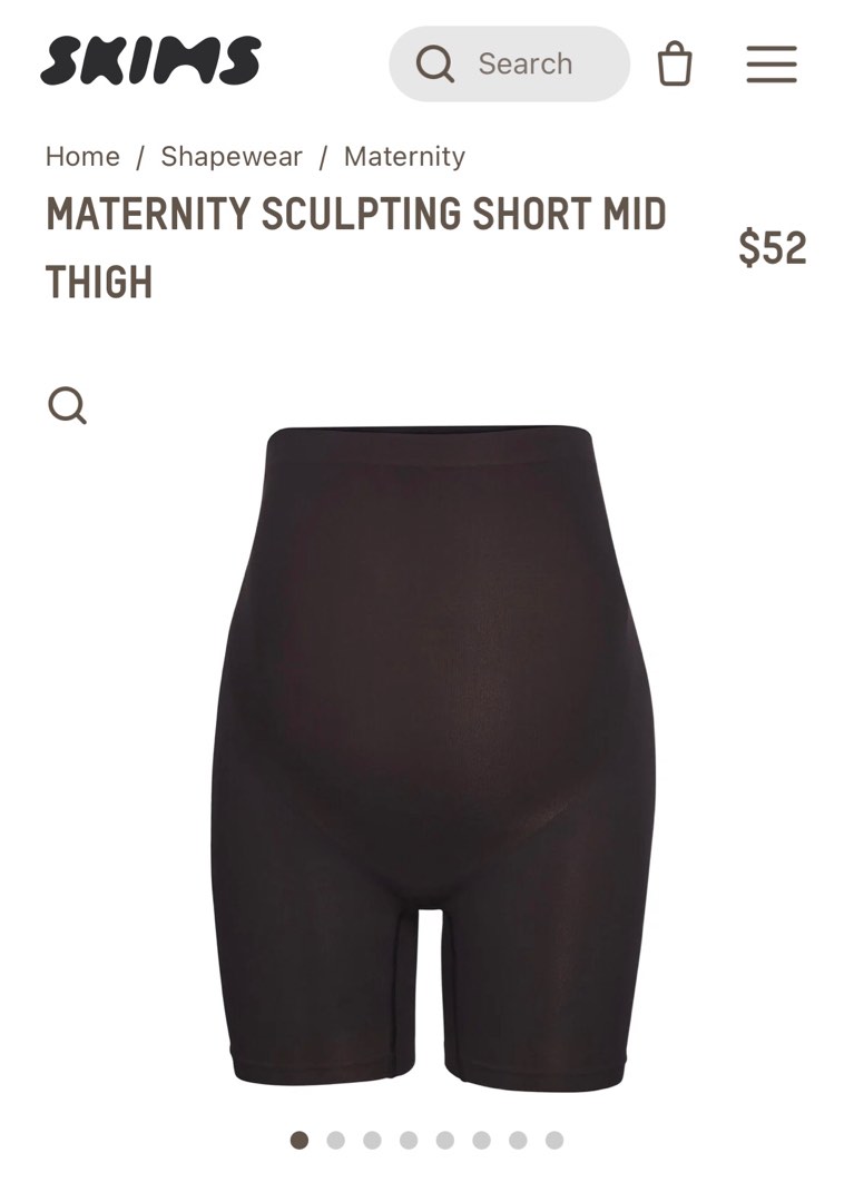 Skims maternity sculpting short mid thigh black, Women's Fashion