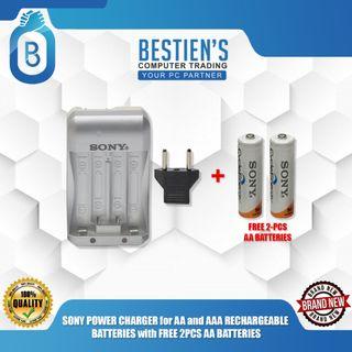 SONY POWER CHARGER for AA and AAA RECHARGEABLE BATTERIES with FREE 2PCS AA BATTERIES