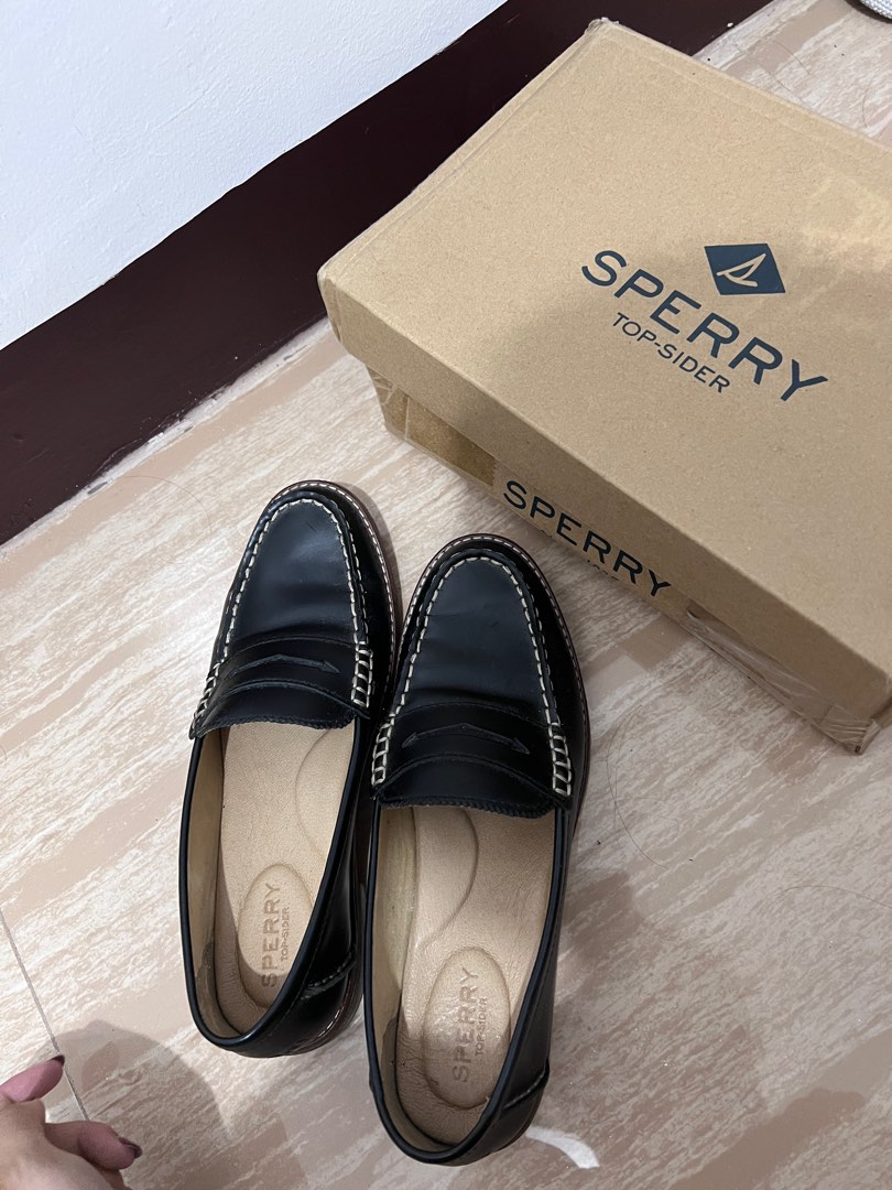 Sperry penny 2025 loafers womens black