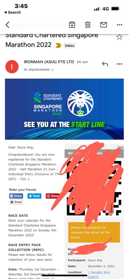 Standard Chartered Half Marathon (Female), Tickets & Vouchers, Event