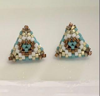 Stud glass beads earrings in turquoise colour