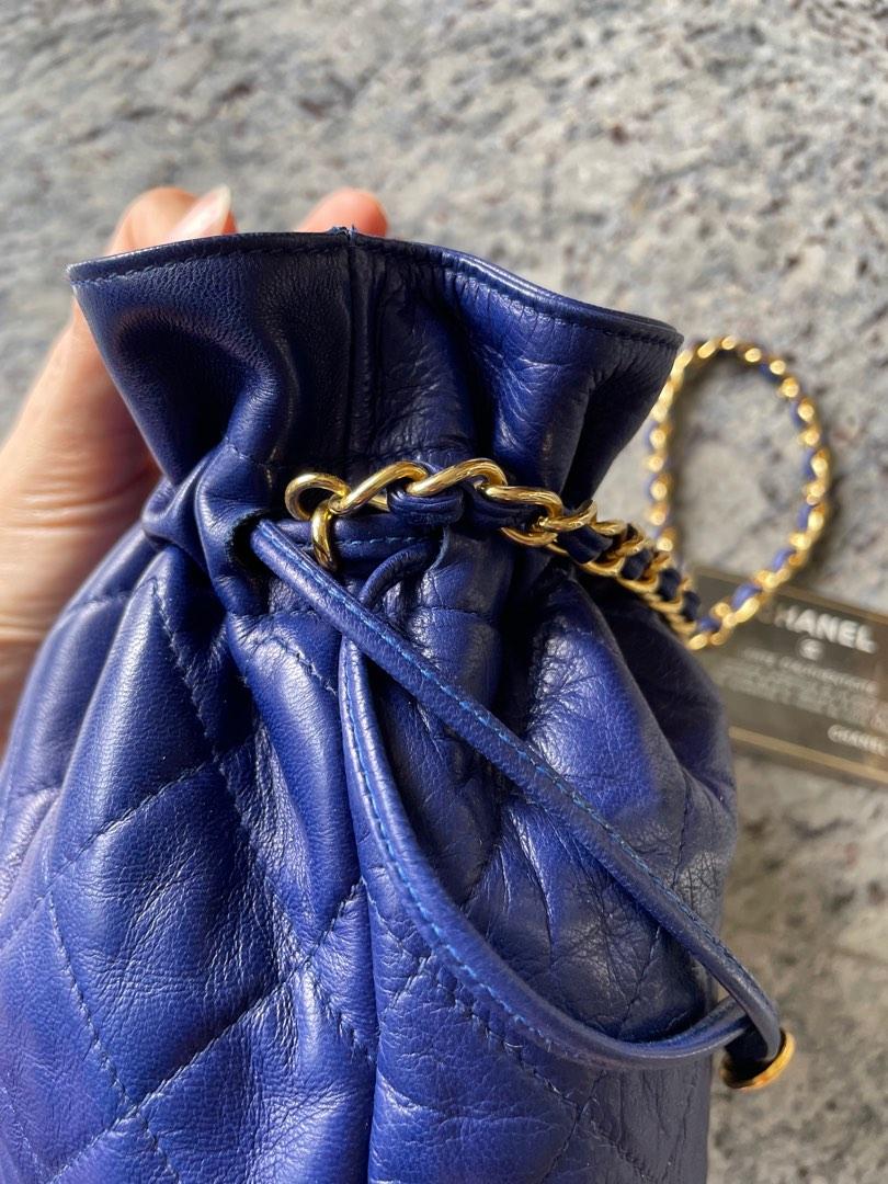 Chanel Blue Lambskin Leather Drawstring CC Bucket Bag Chanel | The Luxury  Closet