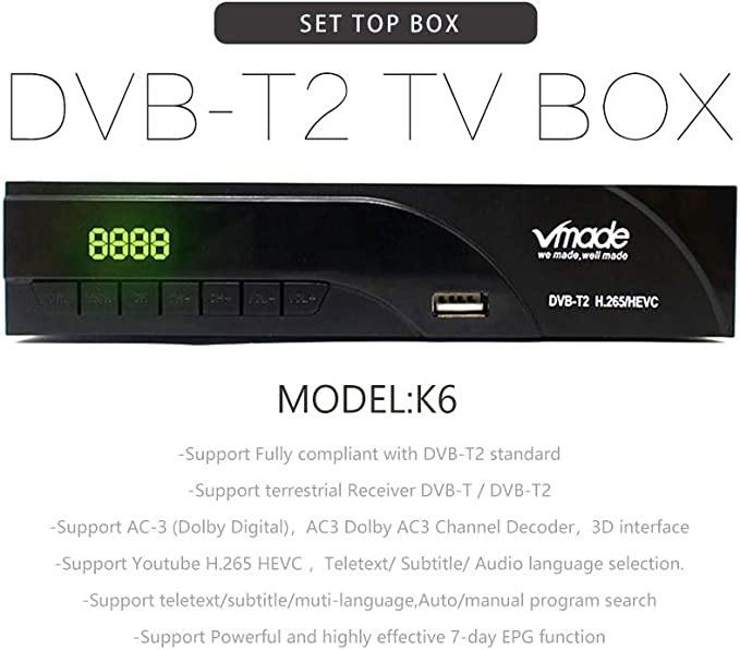 Vmade K6 FULL HD 1080P FREEVIEW Set Top Box Digital TV Receiver & USB