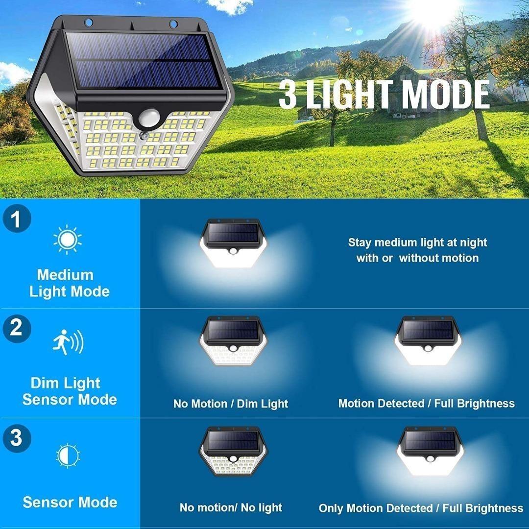 VOO Solar Lights for Outdoors, Updated Version 150 LED-1200 Lumens, Solar  Light with Motion Sensor, 2000 mAh, Solar LED Motion Sensor, Outdoor Solar  Waterproof Wall Light, Solar Outdoor Light, Pack of 4,