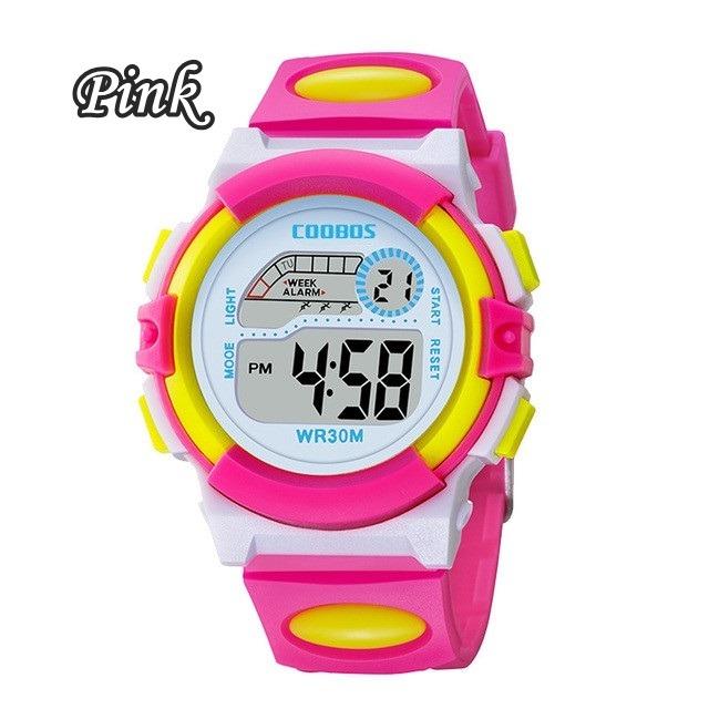Waterproof Design Kids Watch Cute Pink Girl Digital Sports Led