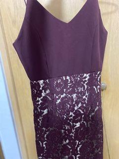 Wine red lace dress