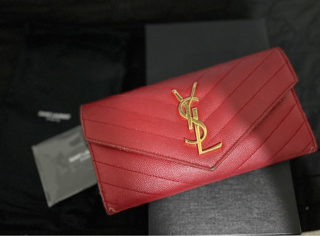 AUTHENTIC YSL Tribute long wallet, Luxury, Bags & Wallets on Carousell