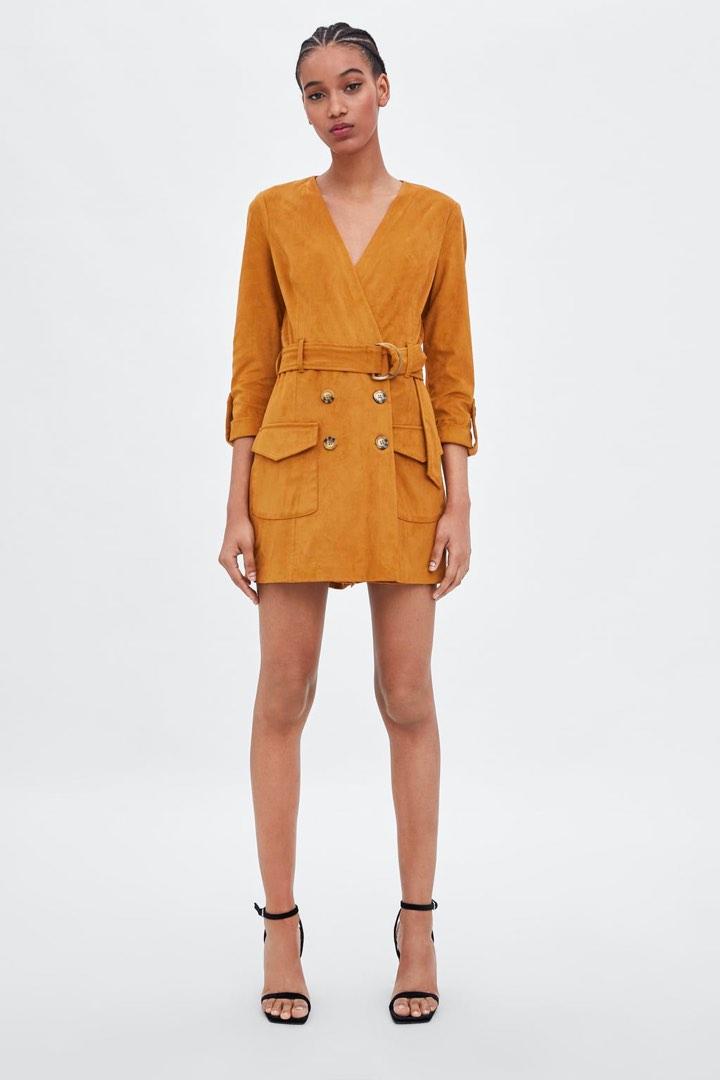 ZARA Faux Suede mustard romper