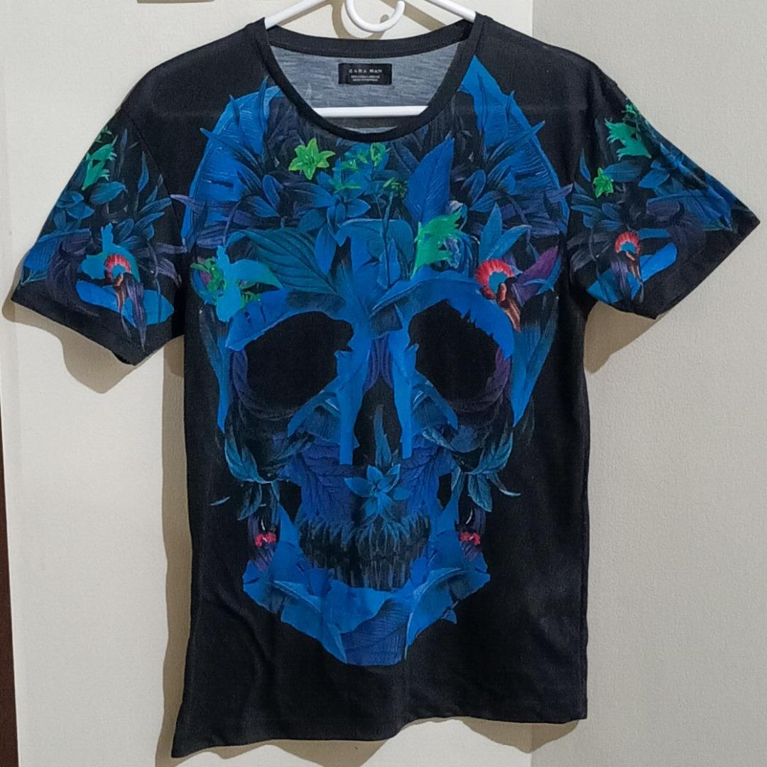 zara man skull t shirt