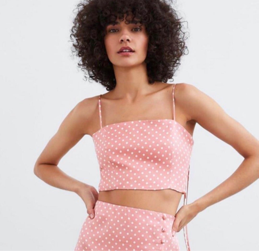 Zara pink polka dot top clearance
