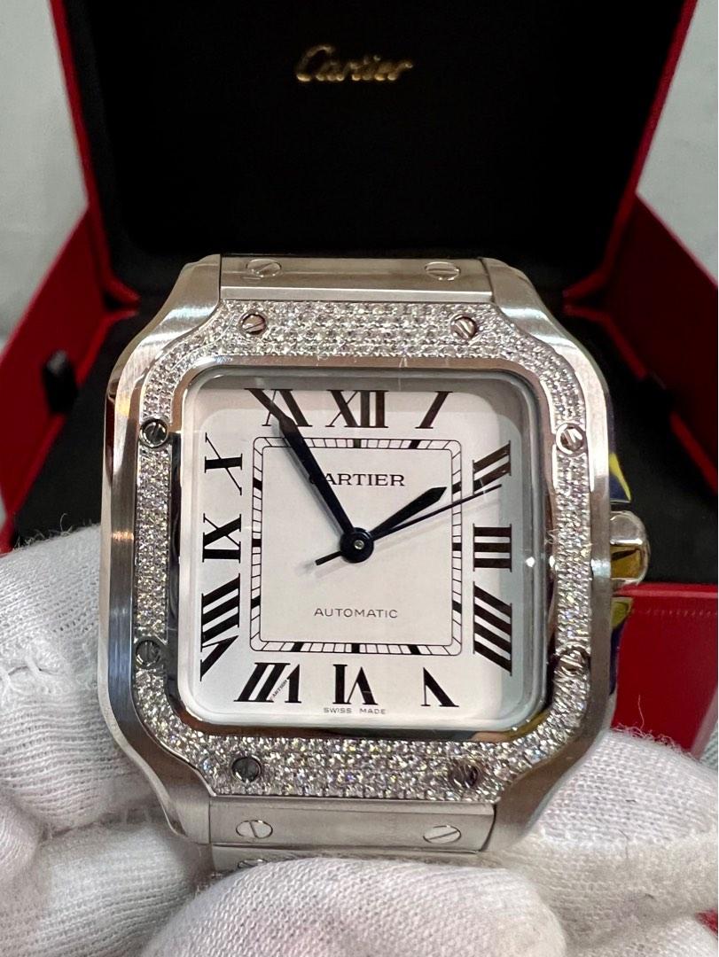 Cartier santos top diamond bezel
