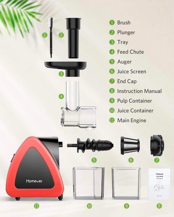 [2252] Homever Slow Juicer AMR520 for Fruits and Vegetables, TV & Home