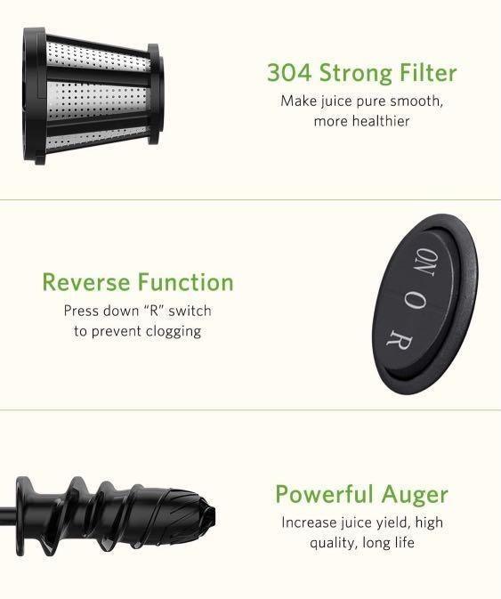 [2252] Homever Slow Juicer AMR520 for Fruits and Vegetables, TV & Home