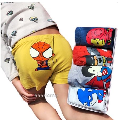 5pc Child Boys Girls Cartoon Spider-Man Shorts Kids Soft Cotton Boxer Briefs