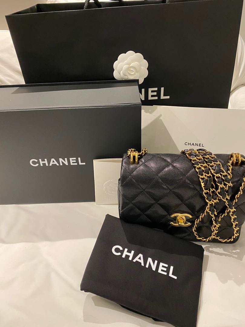 Chanel 22K Coco First Classic Flap Black Cavier Leather with Gold