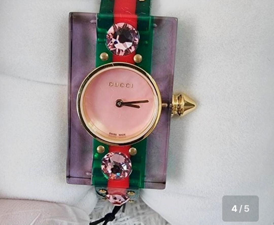 GUCCI Watch AUTHENTIC VINTAGE Web Bangle watch pink mother of