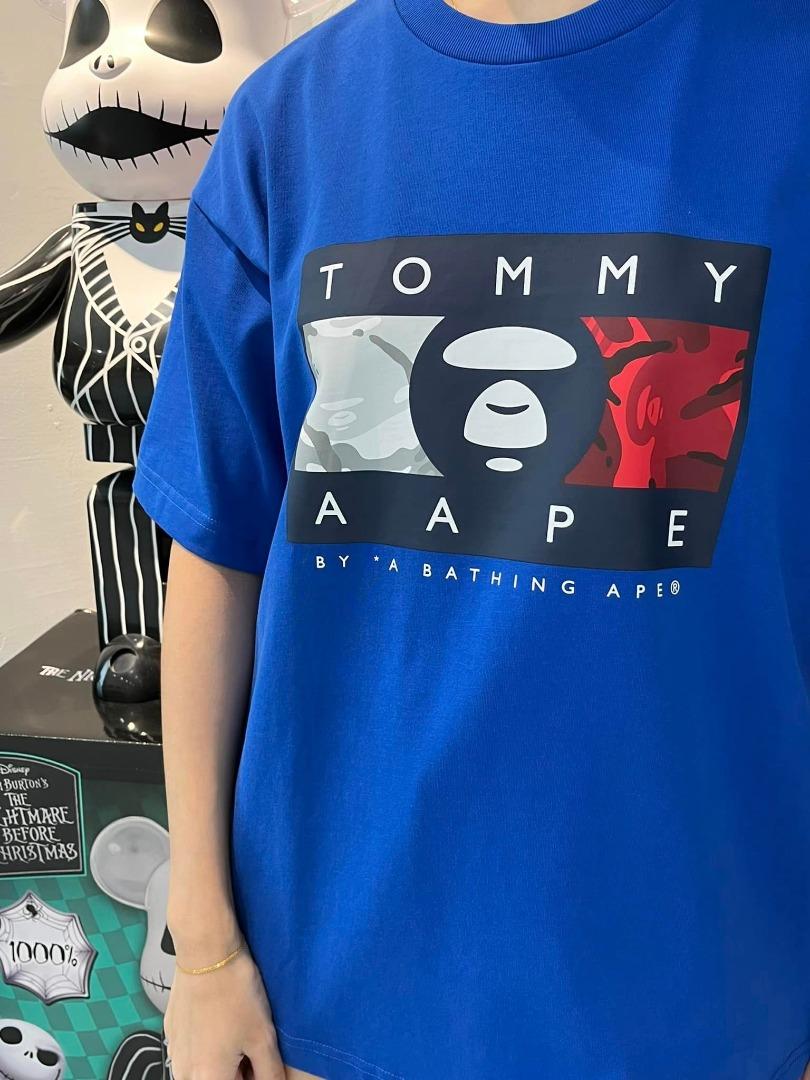 AAPE TOMMY JEANS BACK GRAPHIC FLAG T-SHIRT, Men's Fashion, Tops