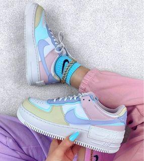 Nike Air Force 1 AF1 W Shadow Pastel Blue Pink Ghost UK 3 4 5 6 7