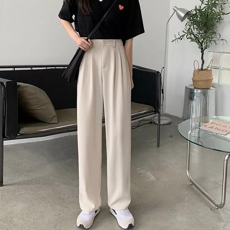 Apricot Thick Korean High Waist Baggy Trousers Women s Fashion