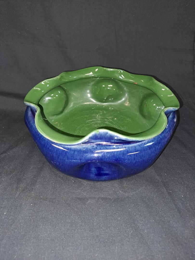 English Art Deco Bourne Denby Ware - Electric Blue dish / Planter Vase ...