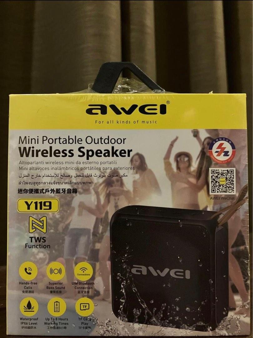 Awei Y119 Wireless Speaker (Category: Soundbars, Speakers & Amplifiers) located in Manila. Submitted by moqui051915 (Listing ID 1192842349, Image 1). Description: For sale Brand New Awei Y119 Wireless Speaker 100% Original Awei 🎯 Water Resistant / Loud Bass / Easy to connect or Pair We also sell different kinds of electronics Cables Charger Adapter Powerbank Wireless Speaker etc. feel free to enquire! Open for resellers / Direct Supplier Pm me f