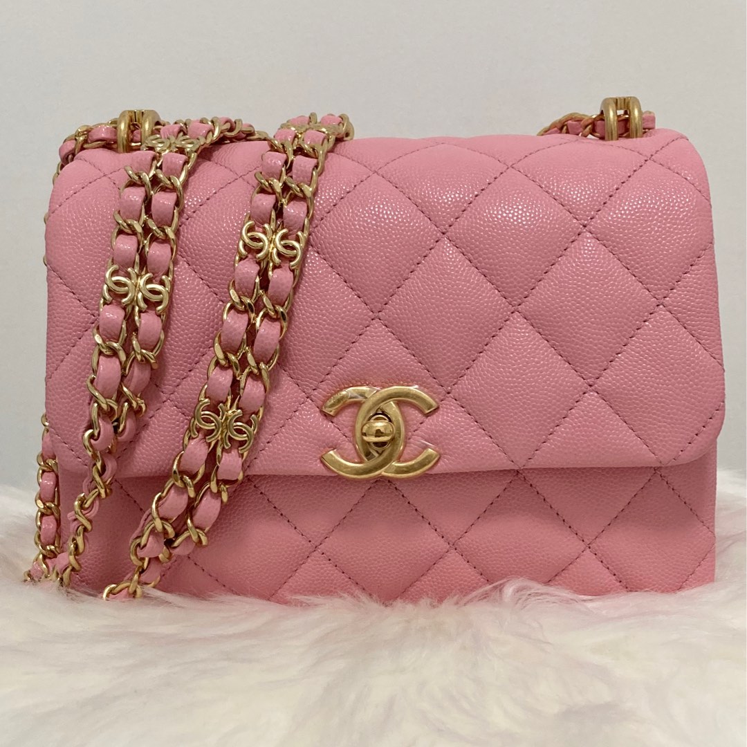 pink chanel bag vintage leather